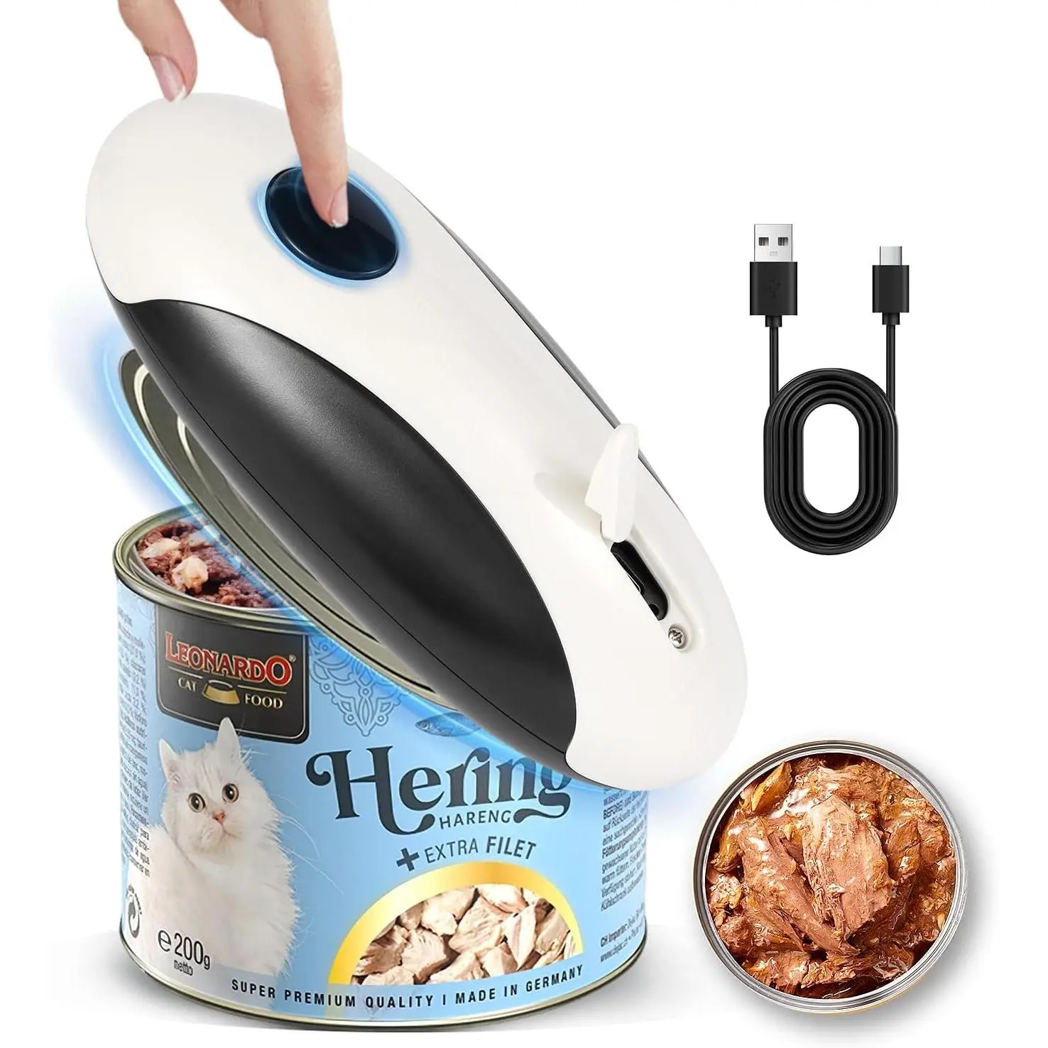 Rechargeable Electric Automatic Can Opener, Hands Free for Seniors, Food Safe with Smooth Edge, Easy to Use, Works with All Standard Cans