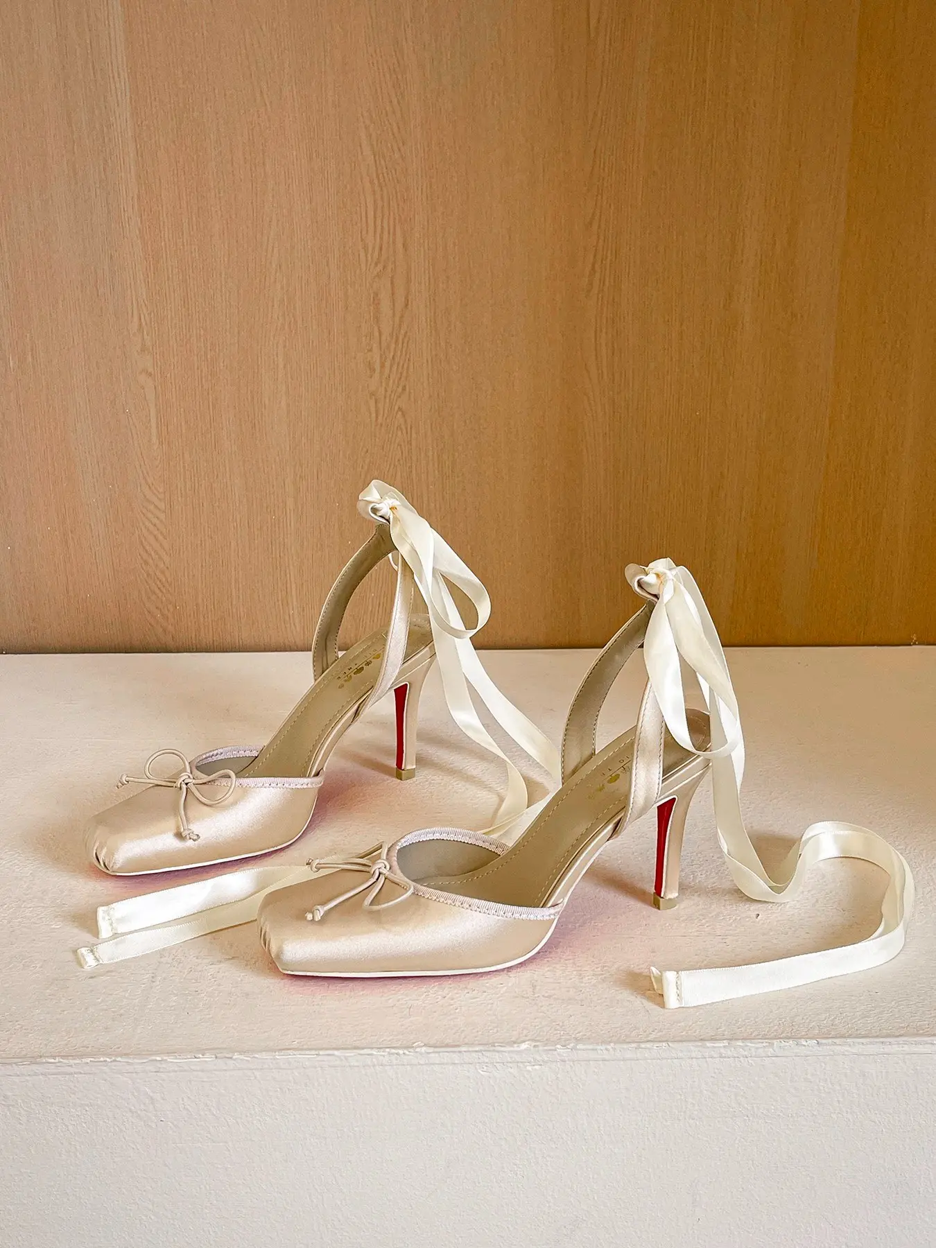 Women's Ballet Style High Heel Shoes, Lace French Bow Tie Straps, Fine Heel Leather Mary Jane Single Shoe, Elegant Footwear, Dressy