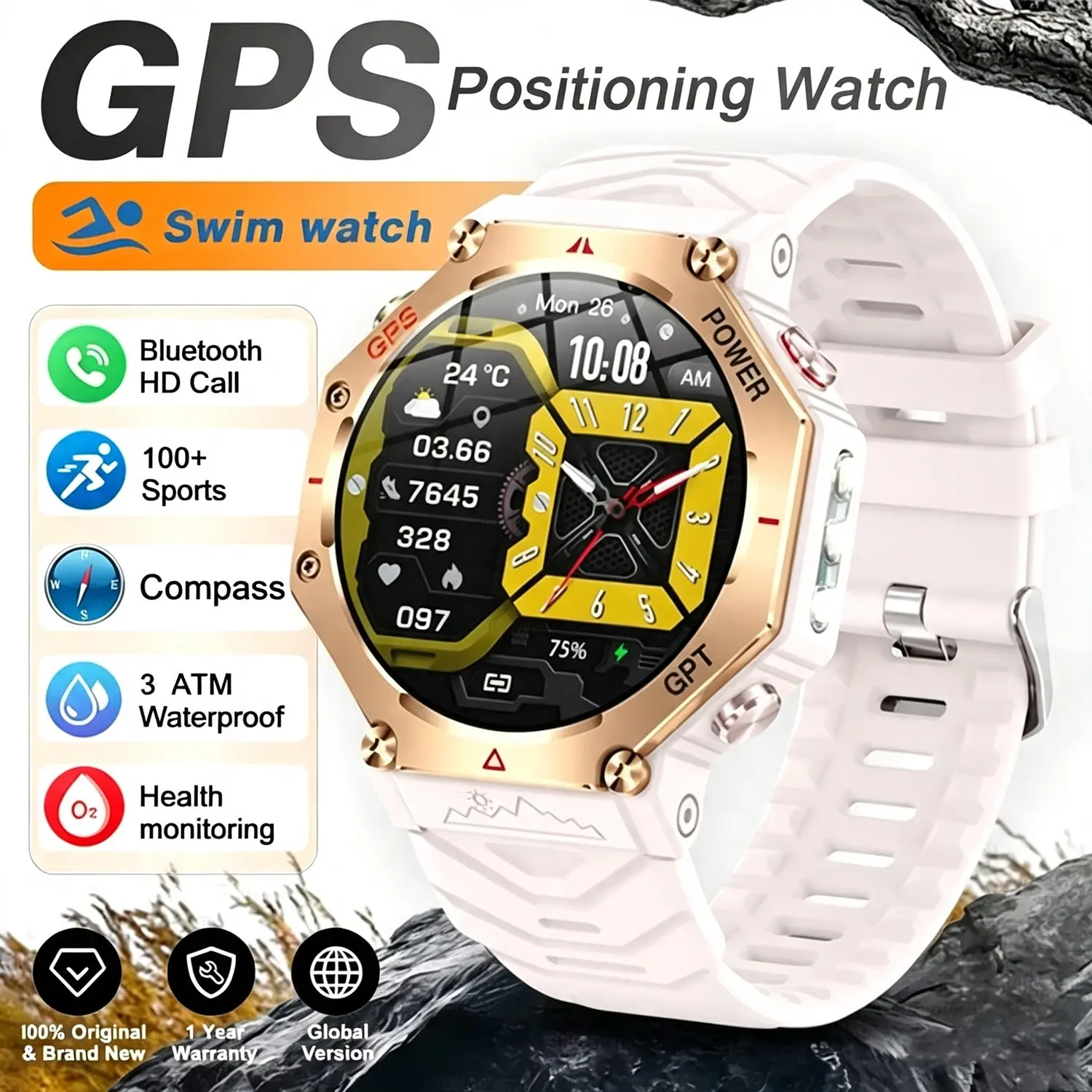 Military Genuine Ultra GPS Smart Watch, Compass Altimeter Barometric, 3atm Ip69k Waterproof, 1.39 Inches Amoled, Bluetooth-compatible Call Watches