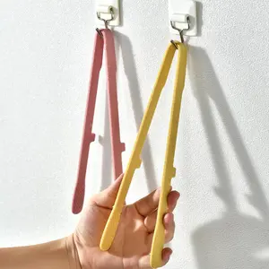 2 Pairs of 10.5-inch Silicone Cooking Tongs, Silicone Tweezers, Toast Tongs, Long Heat-Resistant Kitchen BBQ Utensils for Food Grilling, Steak Flipping, and Salad Serving