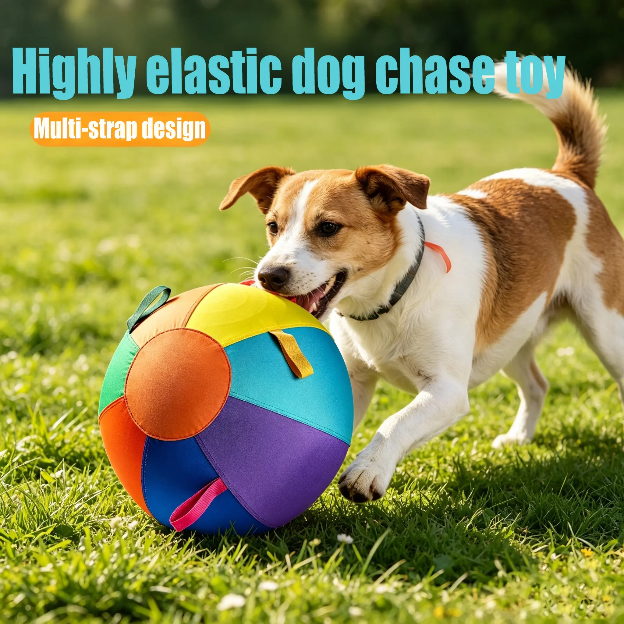 Pet Rainbow Toy Inflatable Ball, Elastic Inner Core Non-Bite Toy, Dog Retrieval Training Equipment, Fun and Durable Pet Plaything, Herding Ball