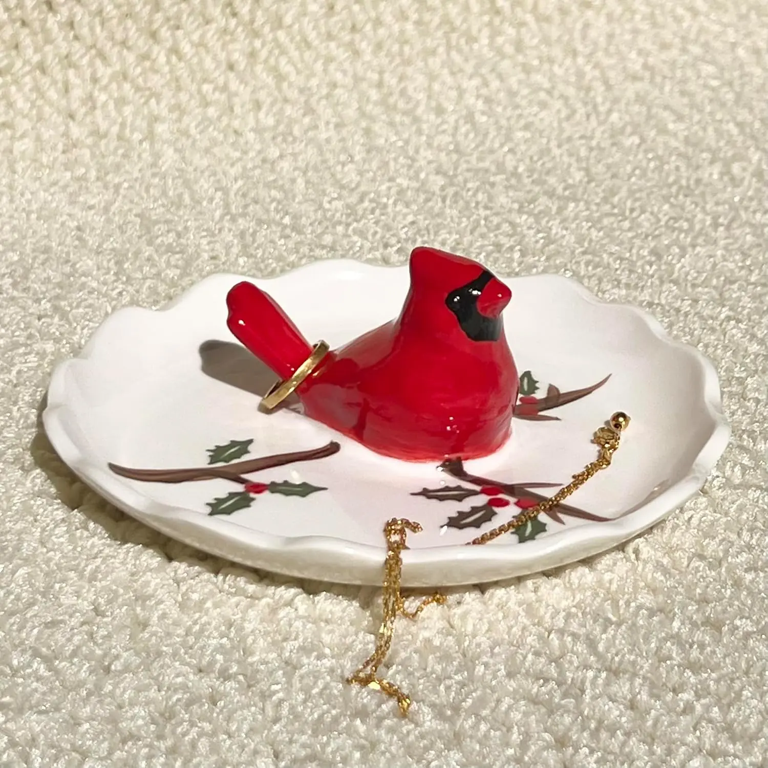 Ceramic  Tray– Holiday Trinket Plate for Rings, Earrings & Gifts  Ceramic  Dish