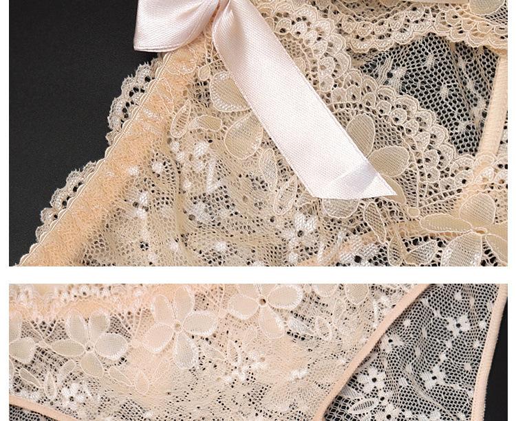 Women's Open Crotch Panties Low Waist Sexy Lace Transparent No-Remove Plus Size Briefs