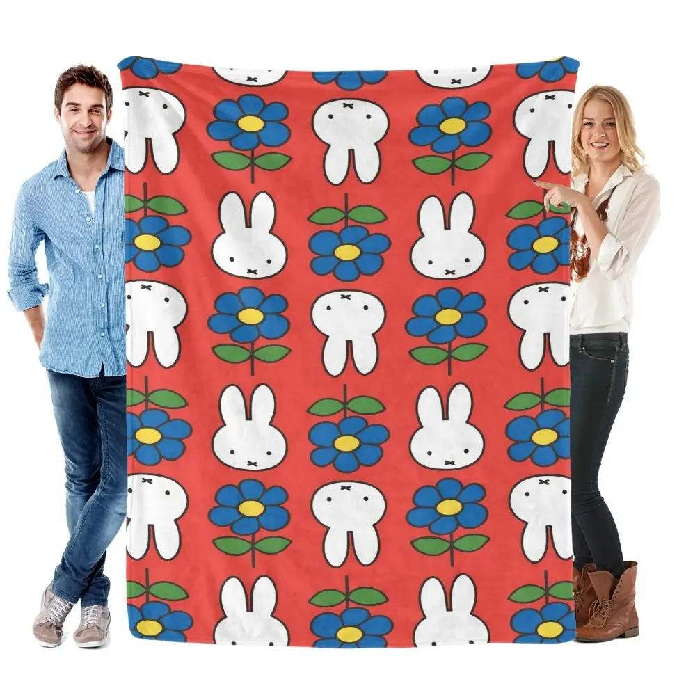 Miffy Cartoon Security Blanket for Toddlers, Baby Blanket & Adult Blanket - Cuddle-Friendly Rabbit Design, Super Soft & Machine Washable, Cozy Companion for Playtime, Naps, All Seasons, Ideal Holiday Baby Shower Birthday Gift
