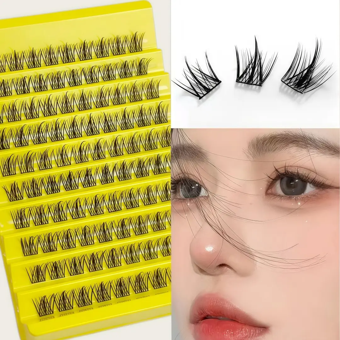 Lazy Person Trilogy False Eyelashes, Large Capacity 10 Pairs, Ultra-Fine Stems, Small Devil Comic Lashes, Beginner Friendly