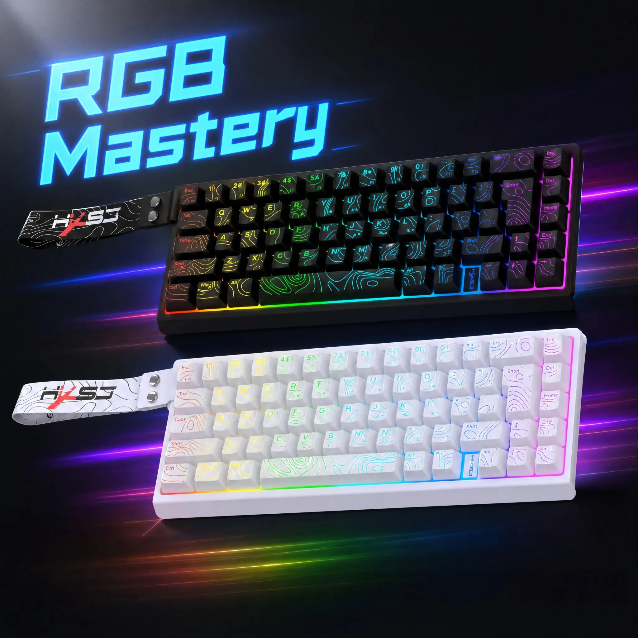 61‑Key Mini Compact Silent Wired RGB Backlit Gaming Keyboard, Black‑White Two‑Tone, Type‑C Cable, Portable Office Game Keypad, Ideal Gift for PC Laptop Desktop, RGB Keyboards