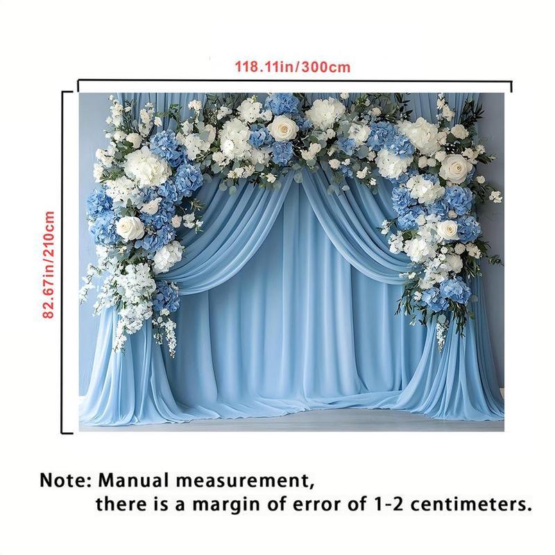 Flower Pattern Wedding Backdrop - Romantic Polyester Backdrop, Wedding Decoration, Birthday Party, Photo Props Background Cloth, Banners, Perfect for Gifts, Dorm & Party Wall Decor