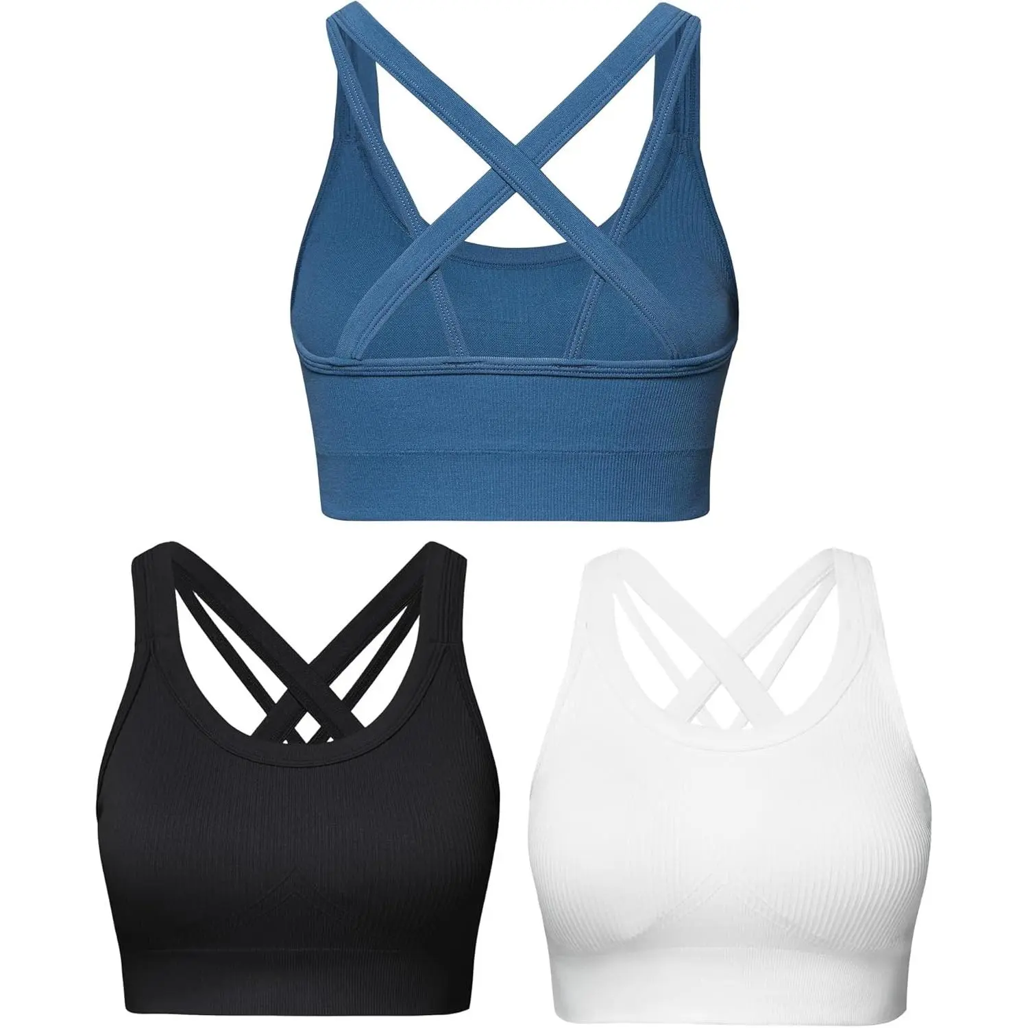 Women's High Support Criss-Cross Back Padded Strappy High Impact Bra, Multi-Size Workout Wear for Large Bust
