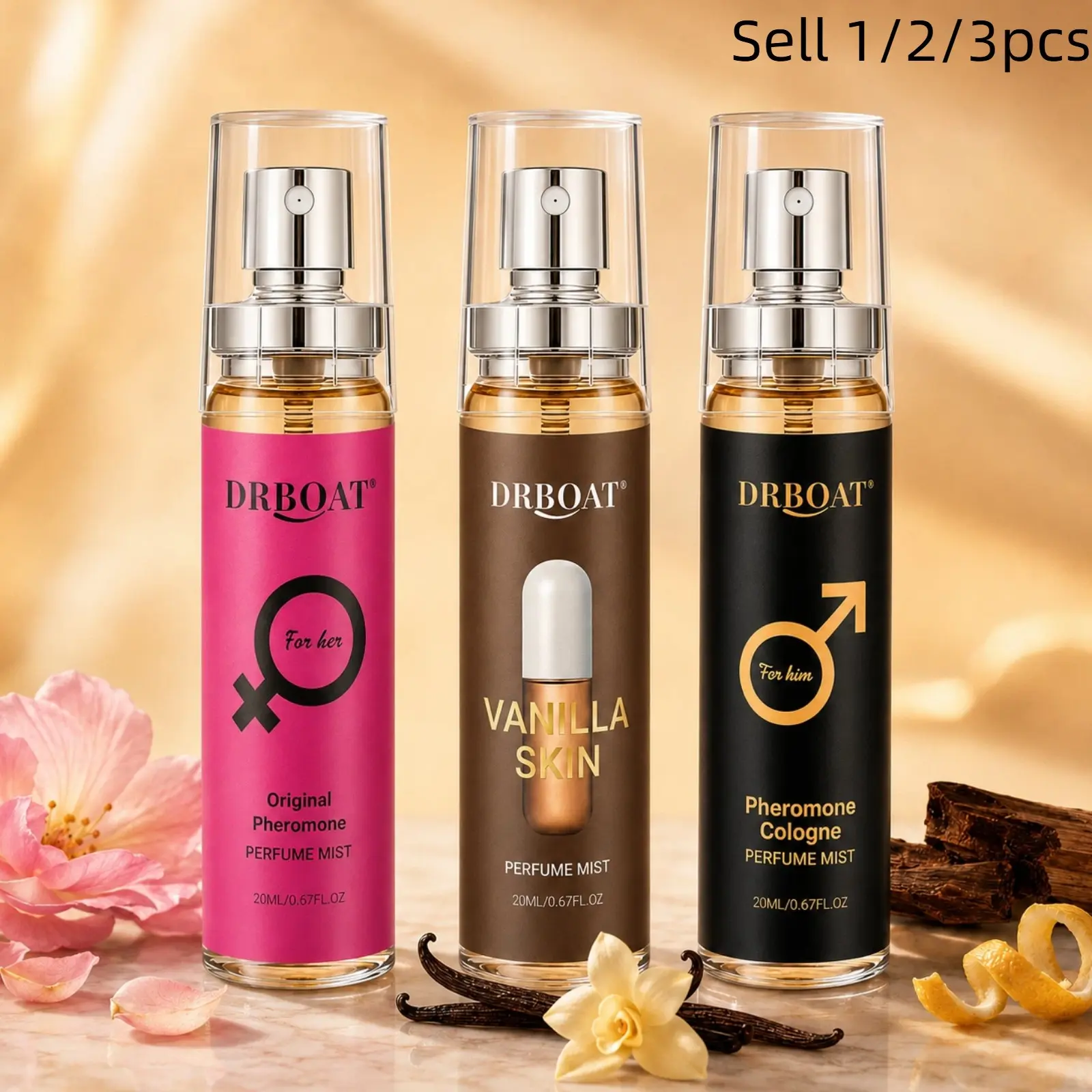 Cologne Pheromone Spray Set - 3*20ml Perfume Spray, With Vanilla Skin - Original Pheromone  - Pheromone Cologne, Faux Natural Body Scent Fragrance for Daily, Dating, Travel Use.