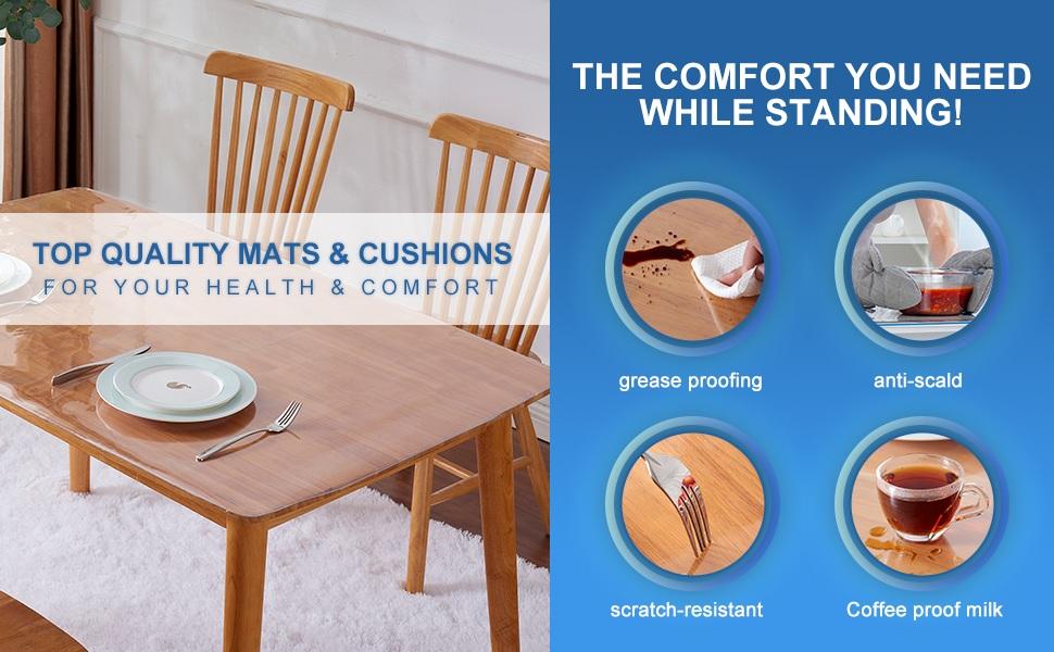36x60 Inch Clear PVC Dining Room Table Protector Vinyl Tablecloth Desk Pad Mat Clear Chair Mat Coffee End Office Conference Dinner Table Top Protection Countertop Cover Waterproof Rectangular