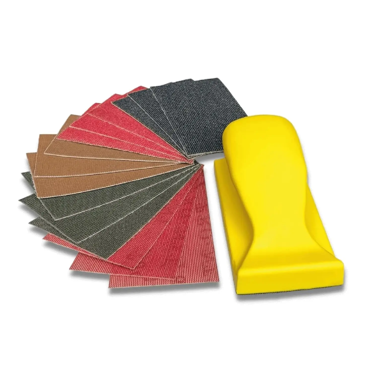 16 pc Hand Sanding Kit, Sander Block, with Durable Mesh & Soft Handle, Includes 3 Sheets Each of 80, 120, 240, 320 and 600 Grit Sandpaper. Fully Reusable & Washable for Crafts & DIY