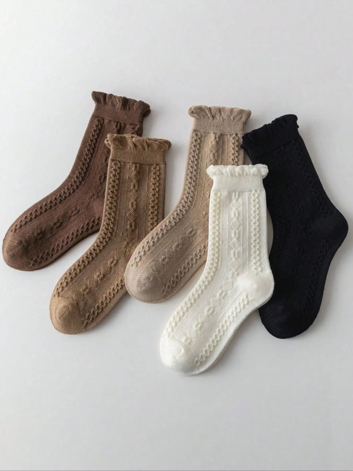 5 Pairs Kids Socks, Spring Summer Fall Winter Ankle Socks, Solid Color Student Socks, Casual Daily Wear