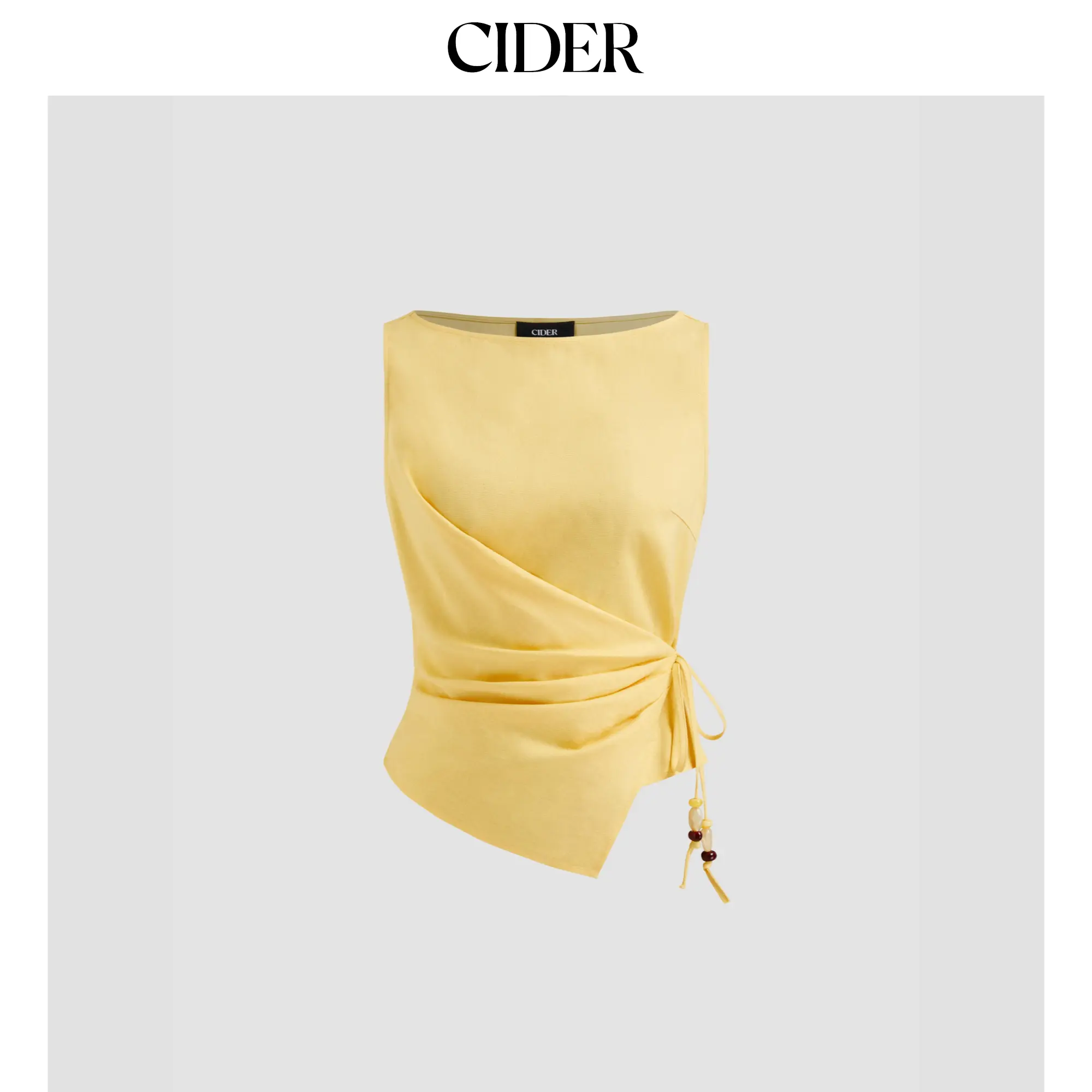 Cider Linen-blend Beaded Knotted Ruched Tank Top SummerWins SummerFinds
