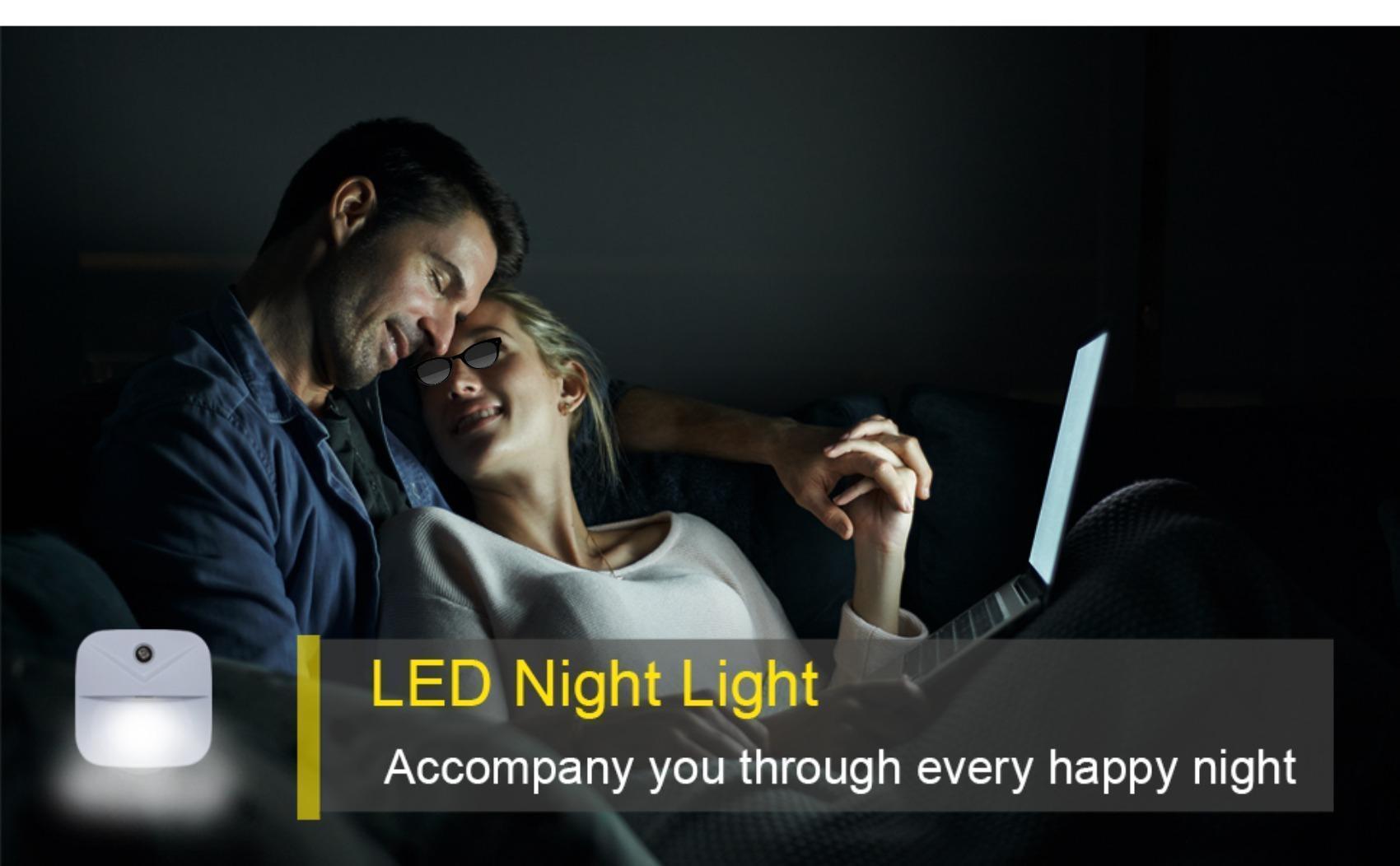 F-DPL34  6 Pack Night Light Plug in, White LED Nightlights with Smart Dusk to Dawn Sensor, Plug into Wall Nightlights Suitable for Bedroom, Bathroom, Hallway, Kitchen, Stairs, Kids, Adults