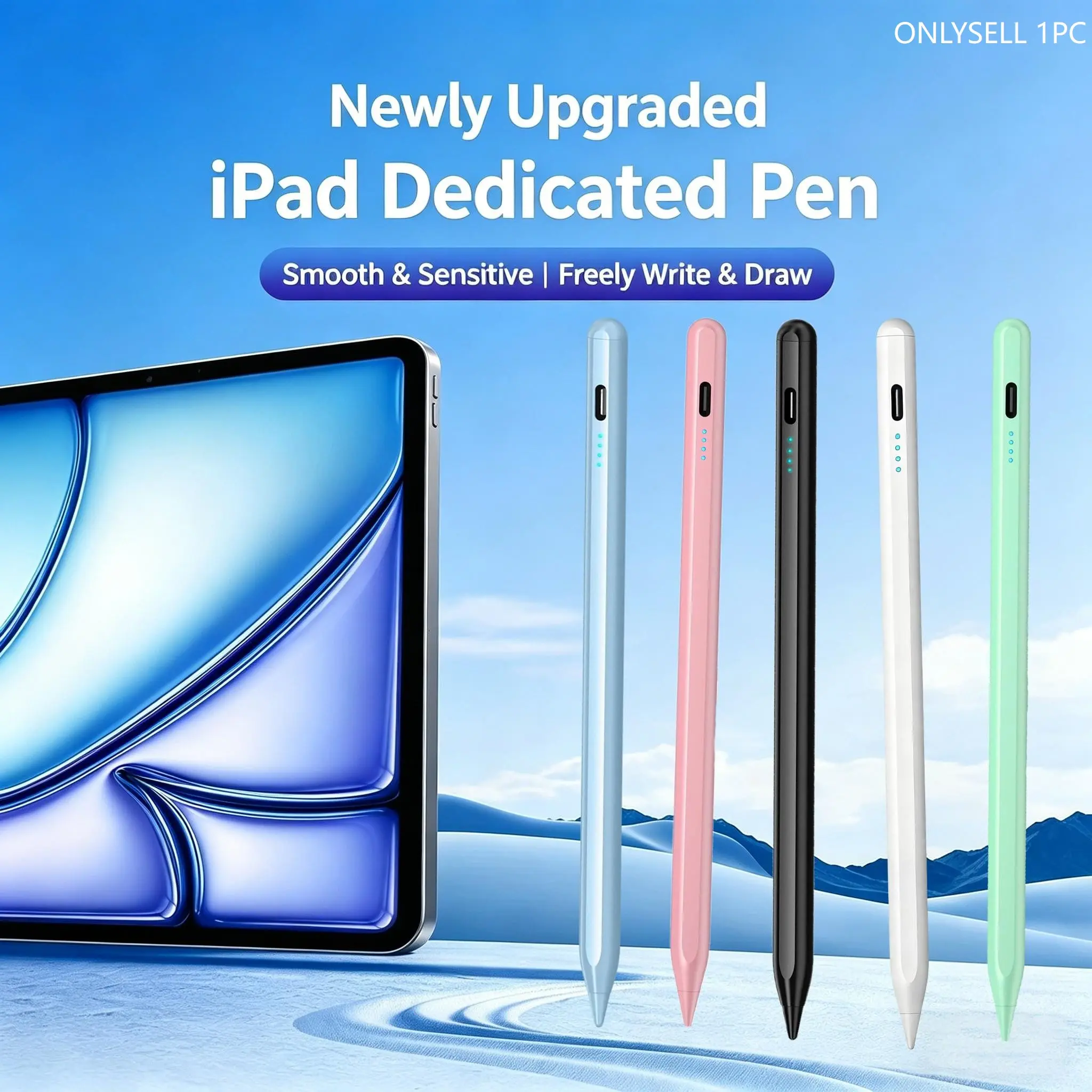Active Digital Stylus Pen for iPad 2018-2026, Multi-Color Capacitive Stylus with Tilt Function and Magnetic Attachment, Touchscreen Pen, Ideal Gift for Boys Girls