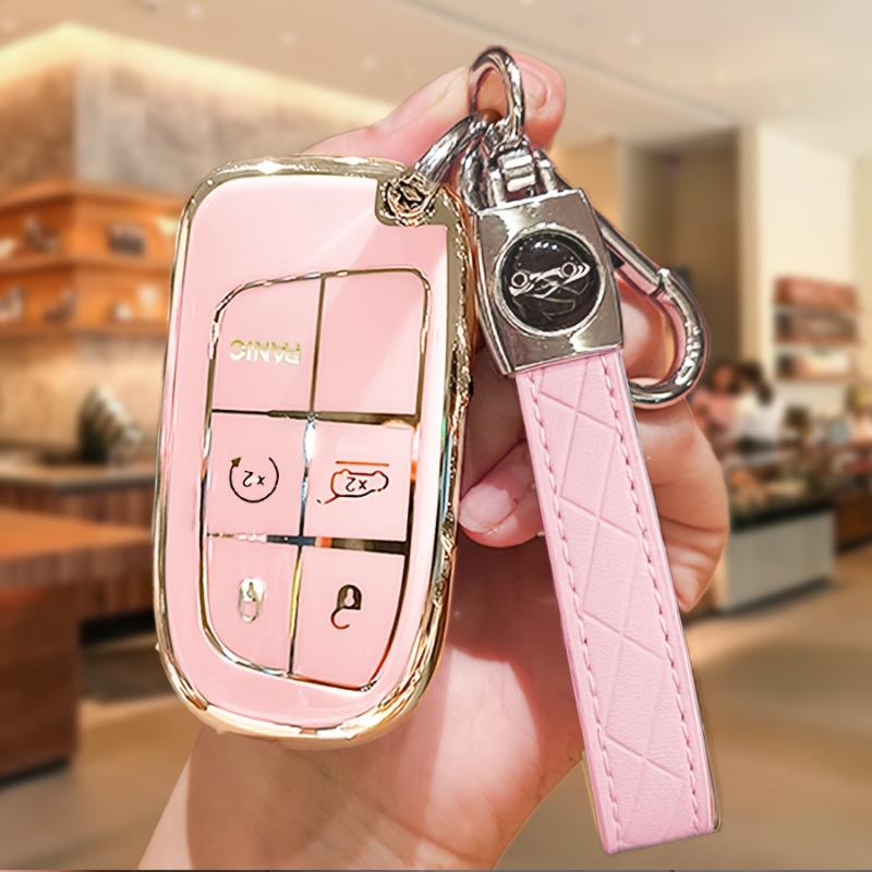 car bracket Soft TPU Car Key Protection Cover For Jeep Chrysler 200 300 Dodge RAM Challenger Voyager Smart Key
