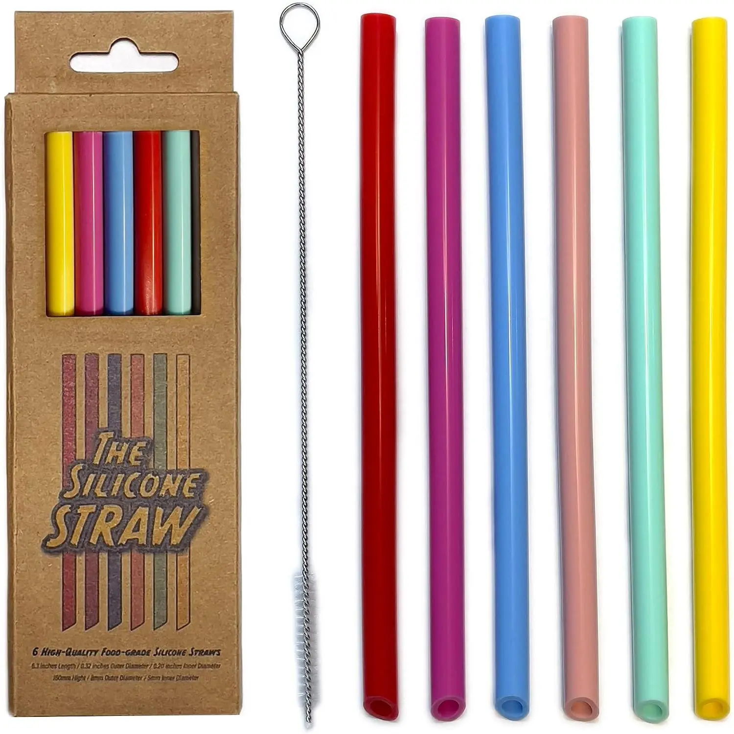 Slcone Straws for Kds, 6 Pack  6 nch  Straws wth Cleanng Brush, Fts  10 oz and 12 oz Cups & Tumblers, Soft Flexble Dshwasher Safe