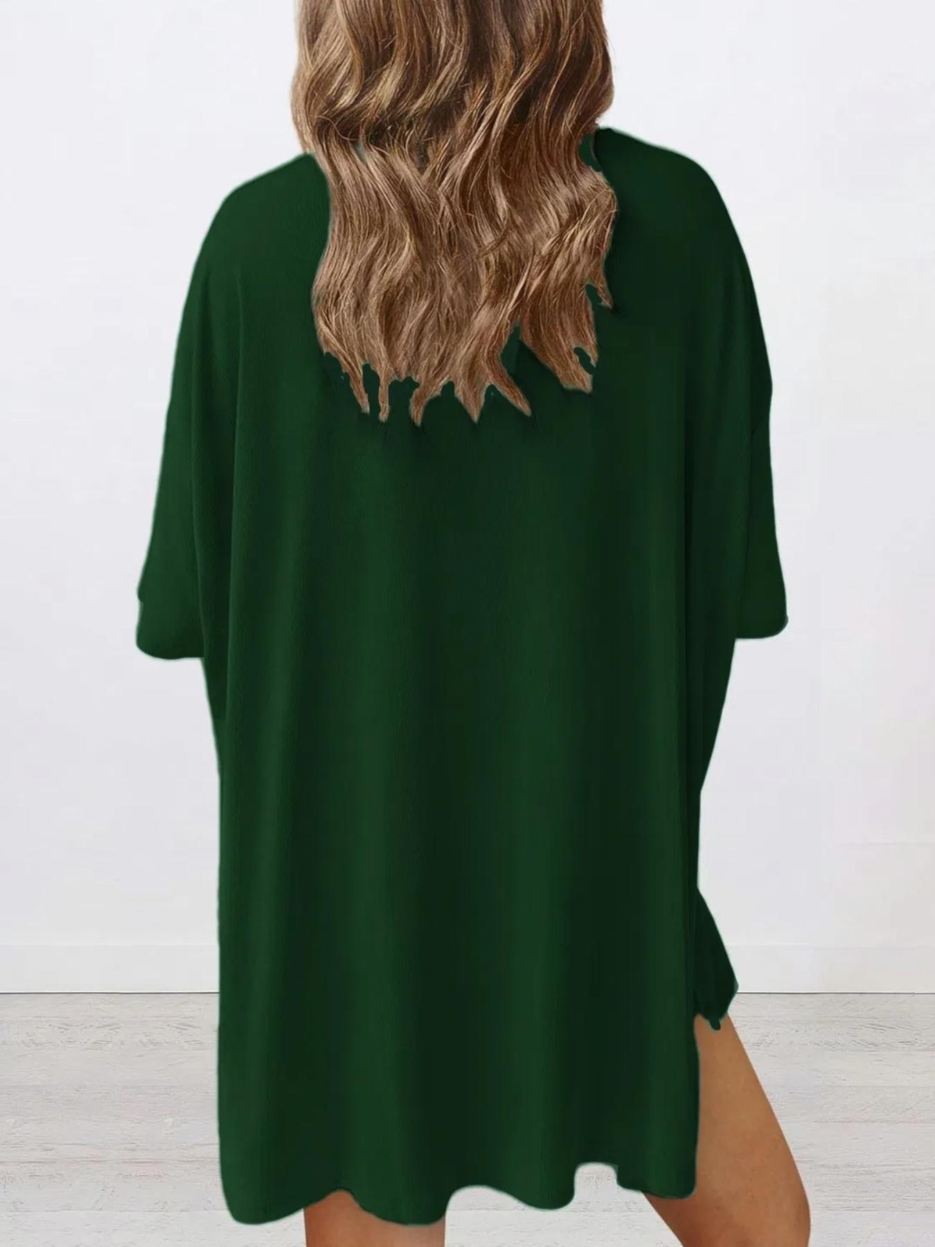 Women's Solid Color T-Shirt and Tight Shorts Lounge Set, Leisure Wear Top, Casual Comfortable Round Neck Sleepwear for Summer, Features Pockets and Suitable for Outdoor Wear