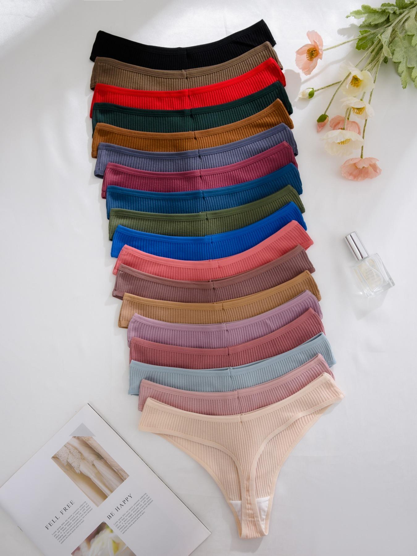 Women's Solid Color Thong, Soft Comfy Breathable Panty Casual Style Underwear for Daily Wear, Women's Underwear for All Seasons