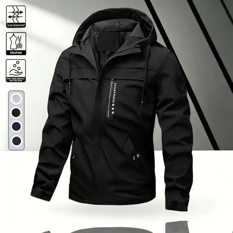 New men's hooded windproof jacket, Korean version slim fit functional jacket, outdoor commuting casual thin jacket, men's jacket