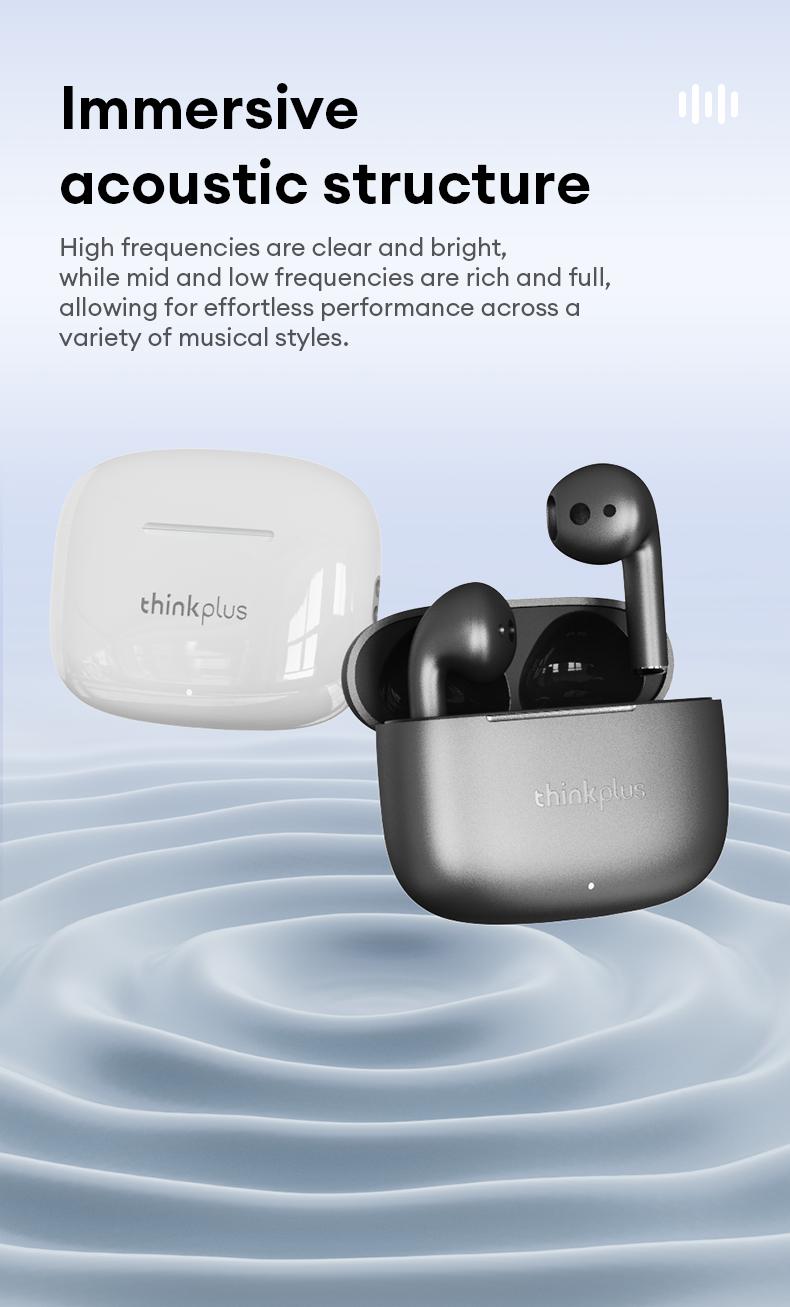 thinkplus LP30 PRO Bluetooth earbuds semi-in-ear true wireless earbuds Bluetooth 5.4 long battery life suitable for running music calls noise cancellation for lenovo lp40pro