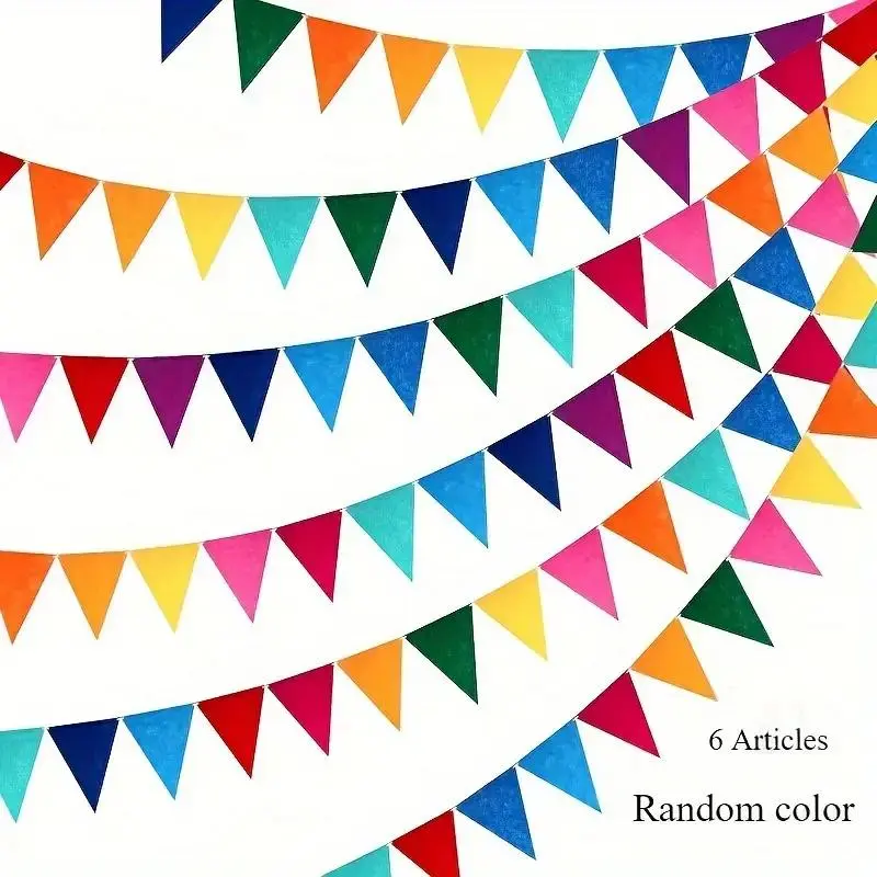 Rainbow Triangle Flag Banner Set, 6 Pieces Colorful Party Decorations, Ideal for Carnival Birthdays Festivals, Wholesale Rainbow Flags