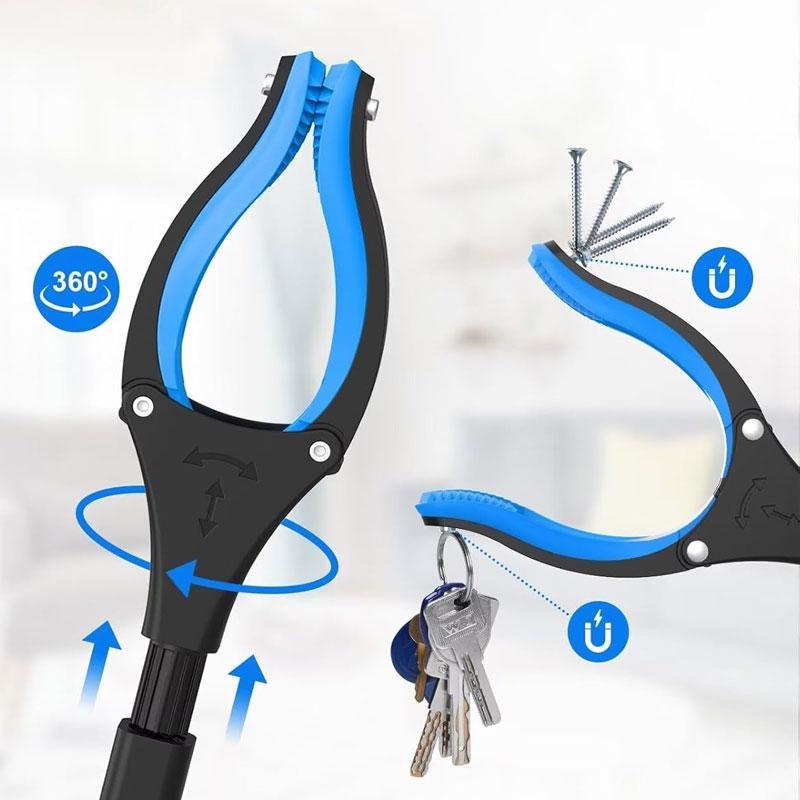 Lightweight Grabber Pickup Tool, Anti-slip Rotating Jaw & Magnets Grabber, Wide Claw Opening Trash Picker, Long Arm Extension Grabbers for Seniors