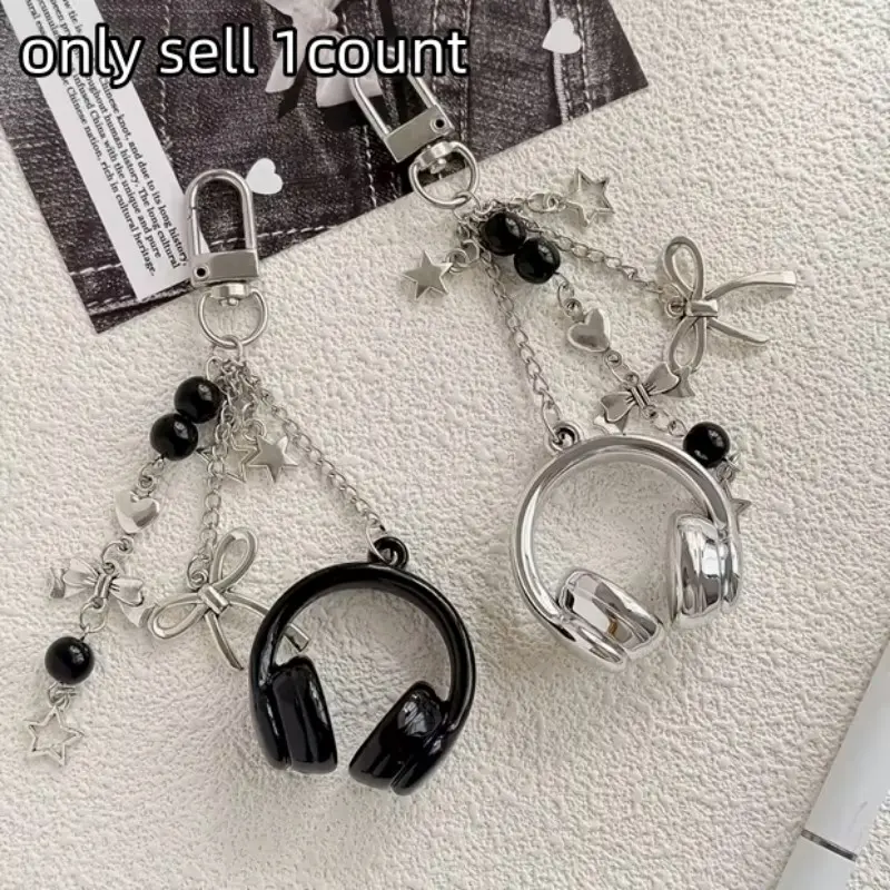 Cute Creative 3D Earphone Bead Keychain, Phone Chain Pendant, Backpack Hanging Decor, Ideal Gift for Friends and Family