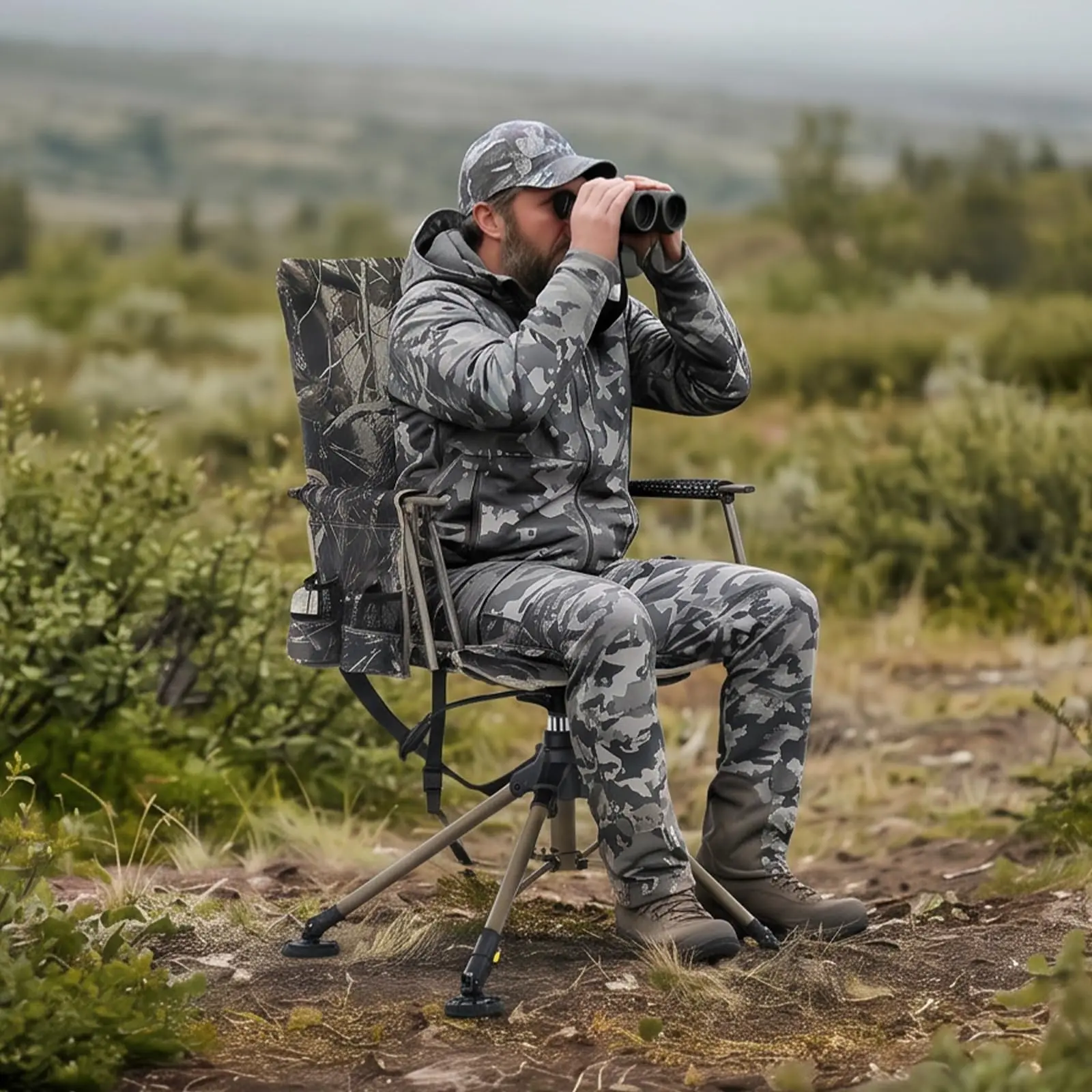 Portable Camouflage Folding Outdoor Activity Chair - Lightweight Camping Seat, Stainless Steel Frame, Durable Fabric, Easy Carry - Army Green Camouflage