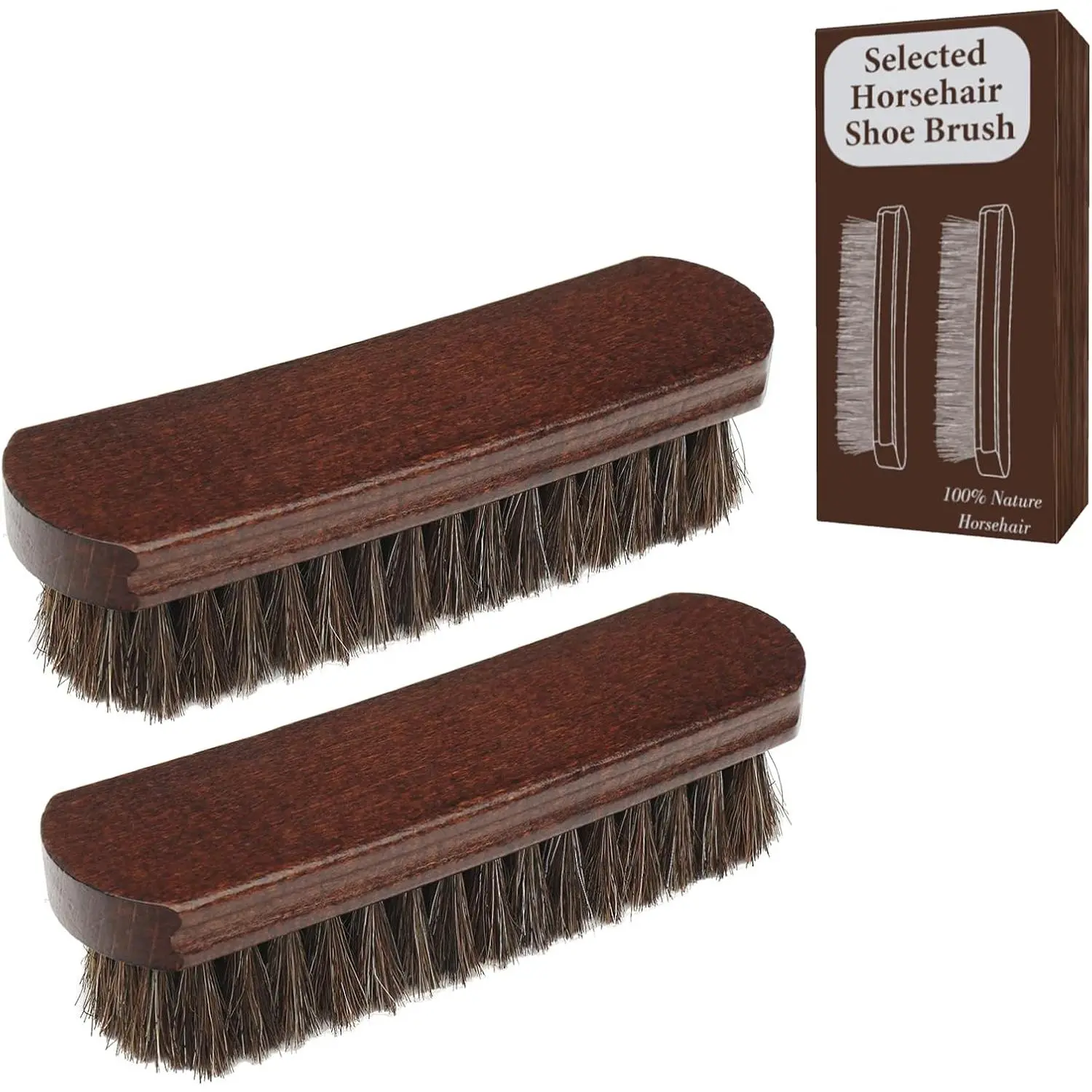 Professional  Horsehair Shoe Brush  Horsehair Dauber Applicators for Leather Shoes, Boots, Coats & Purses, Curved Handle for Comfortable Grip,  for Leather Shine & Polish (2)