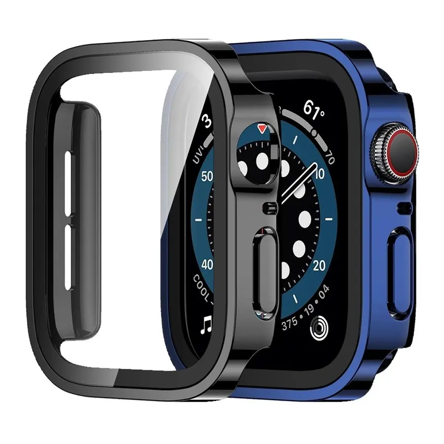 2pcs Apple Watch Case Set PC Smart Watch Case 2-in-1 Ultra-thin Tempered Glass Screen Protector Case, Compatible with Apple Watch Case 40/41/42/44/45/46, Compatible with Apple Watch Series SE/10/9/8/7/6/5/4/3/2/1, Smart Watch Accessories