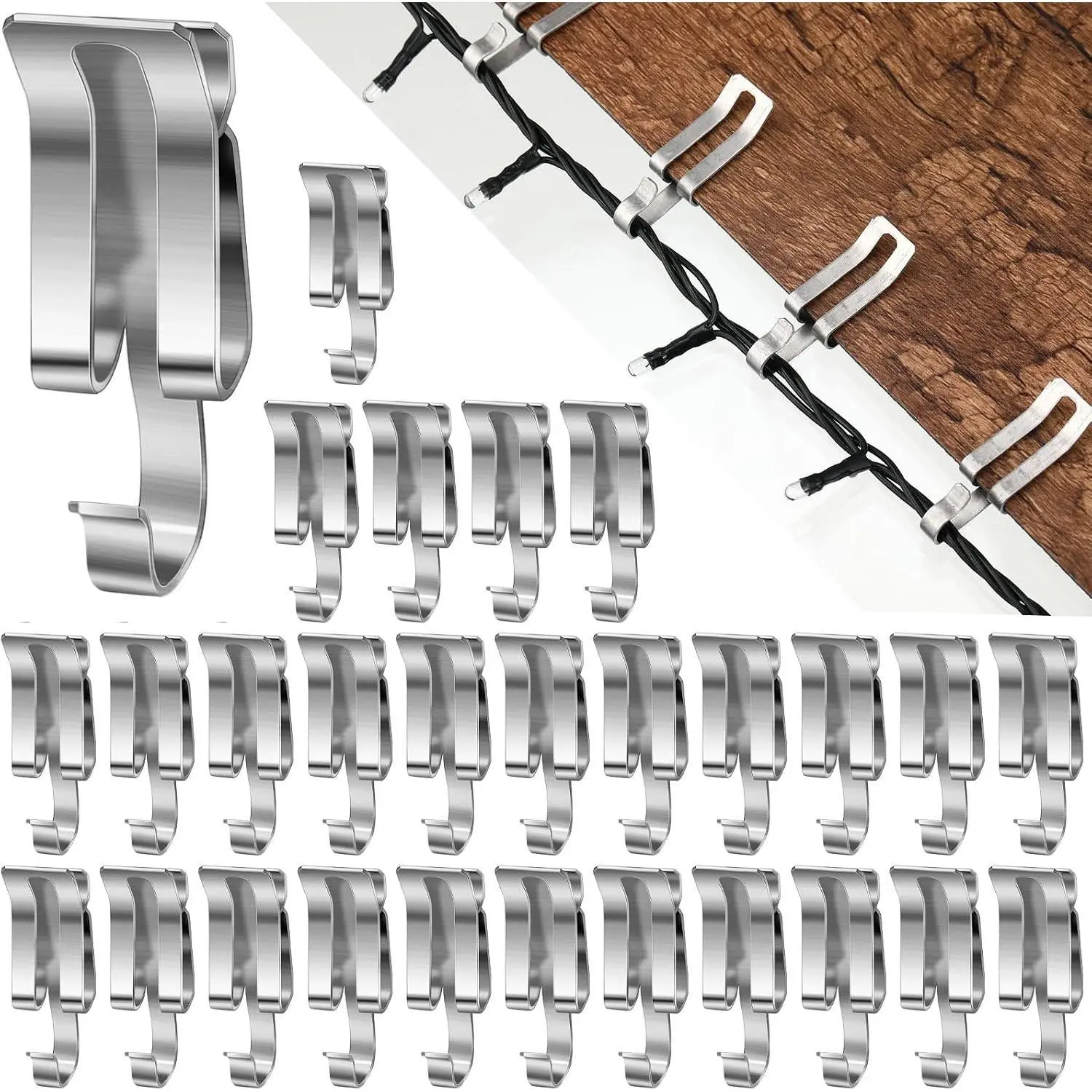 GJANSH 200 Pcs Christmas Metal Light Clips Gutter Hooks for Shingles