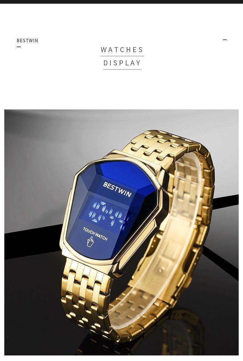 Touchscreen Racing Sport watch Luxury Mens Racing Sport​Iridescent diamond-shaped mirror surfacet WatchMultifunction Chronograph  Stainless Stee!Casual Business Stvle Perfect Giftfor Him fashionable wristwatch time display