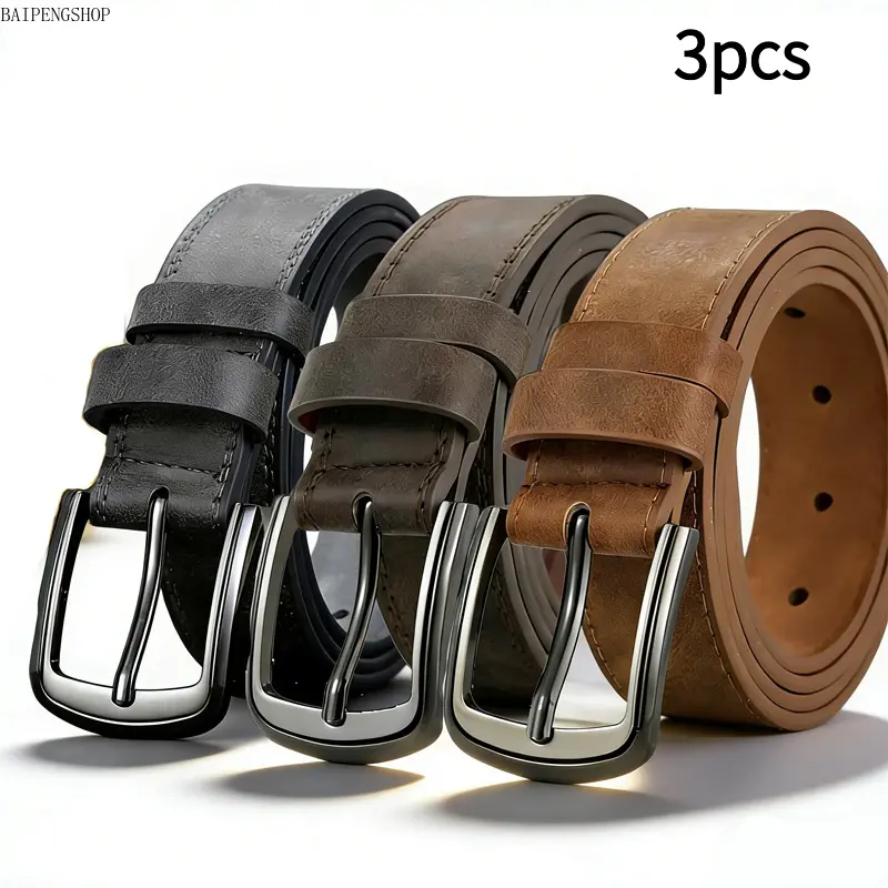 3‑Pack Unisex Casual Waist Belts, Versatile Daily & Business Style Belts with Durable Alloy Buckle, Easy‑to‑Wear Accessory for Golf and Multiple Occasions, Thoughtful Practical Gift Choice Adjustable Ratchet Leather Belt for Men trendy exquisite