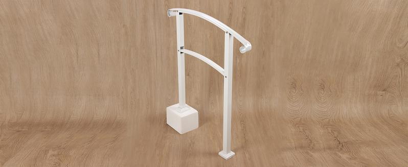 3FT Step Hand Rail for Outdoor Steps Compatible with 2-3 Steps Adjustable Steel Handrails Outdoor Railing for Stairs White Powder Coated Heavy Duty