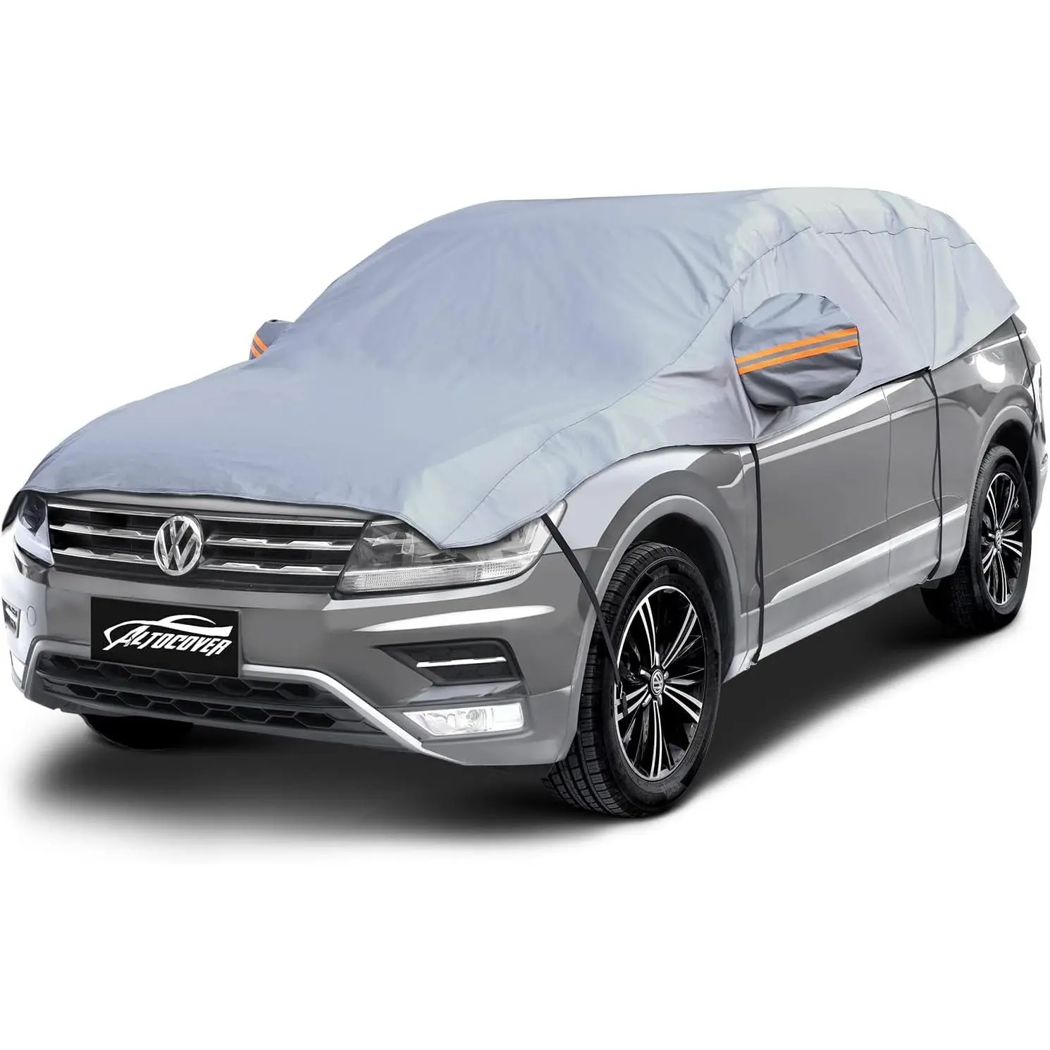Half Car Cover SUV, Top Cover for Windshield & Sunroof Protection with Cotton Liner, Hail Protector Car Cover Waterproof All Weather for Snow, Sun,Rain,Dust,Size M