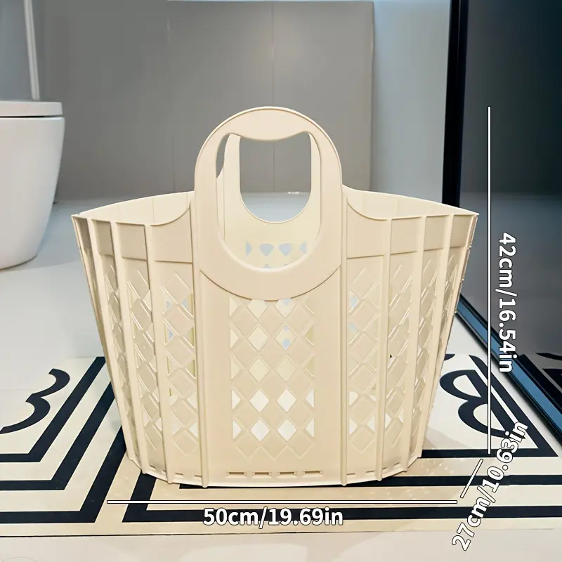 DOCOXO Rectangular Large-Capacity Foldable Classic Laundry Basket with Handle - Stackable Single-Compartment Organizer, Portable Space-Saving Storage for Clothes, Bathroom Home Supplies