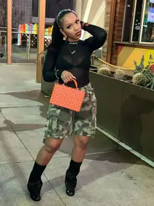 Spring Summer New Women's Camouflage Work Pants, Multi-Pocket Utility Shorts, D8665, Independent Station Style