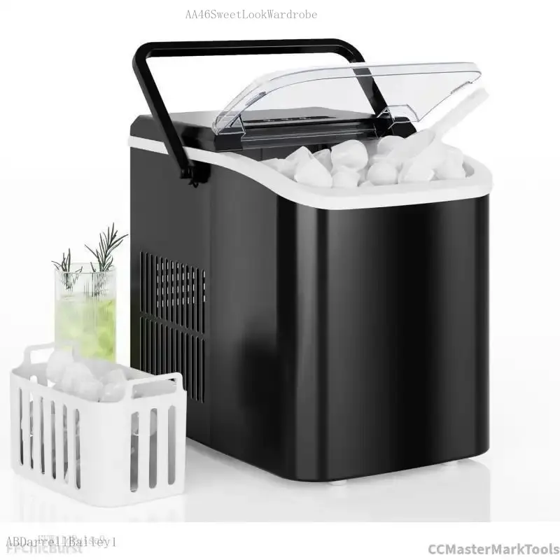 Countertop Ice Maker with Handle, 26lbs/24H Portable Ice Machine, 9 Bullet Ice Cubes Ready in 6 Mins, Self-Cleaning, Quiet Compact Ice Maker for Home,, RV, Camping, BlackCCMasterMarkToolsFFWildPulse9ABDarrellBailey1AA46SweetLookWardrobe
