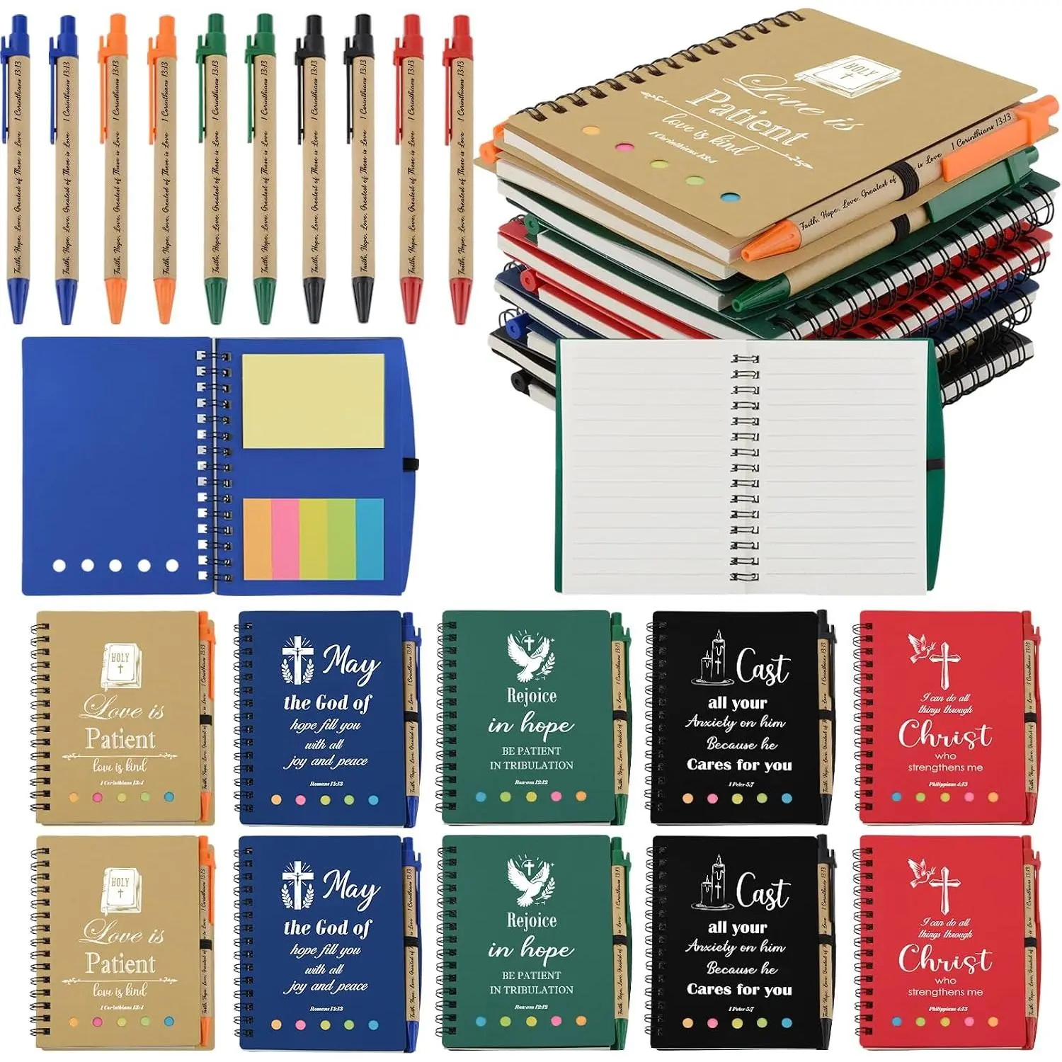 10 Sets/20PCS Christian Gifts Bulk Pocket Spiral Notebook Sermon Notes | Religious Gifts for Women Men Inspirational Christian Prayer Journal Church,  Verse Mapping Scripture Journal