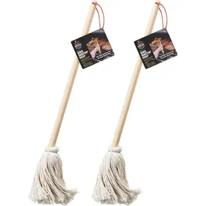 BBQ Basting Mop Barbecue Brush/Mop Easily Applies Marinades Sauces Easy to Clean 16in Handle 2pk