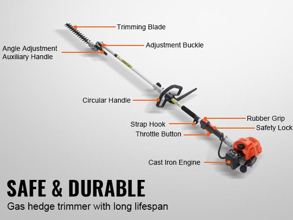 VEVOR 33CC 6-in-1 Multi-Functional Trimming Tools, Gas Hedge Trimmer, Weed Eater, String Trimmer, Brush Cutter, Edger, Pole Saw Chainsaw Pruner with Extension Pole VEVOR 33CC 6-in-1 Multi-Functional Trimming Tools, Gas Hedge Trimmer, Weed Eater, String Trimmer, Brush Cutter, Edger, Pole Saw Chainsaw Pruner with Extension Pole