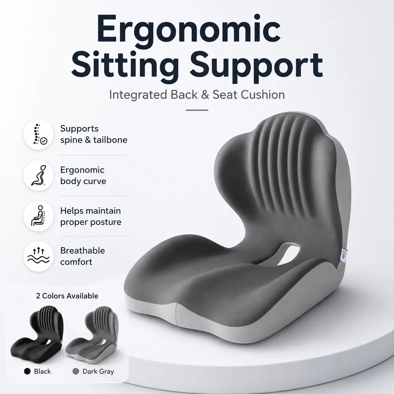 Memory Foam Cushion, 2 Colors Available Office Lumbar Support Pad, Suitable for Car Seat Backrest, Sofa Cushion As Birthday Gifts