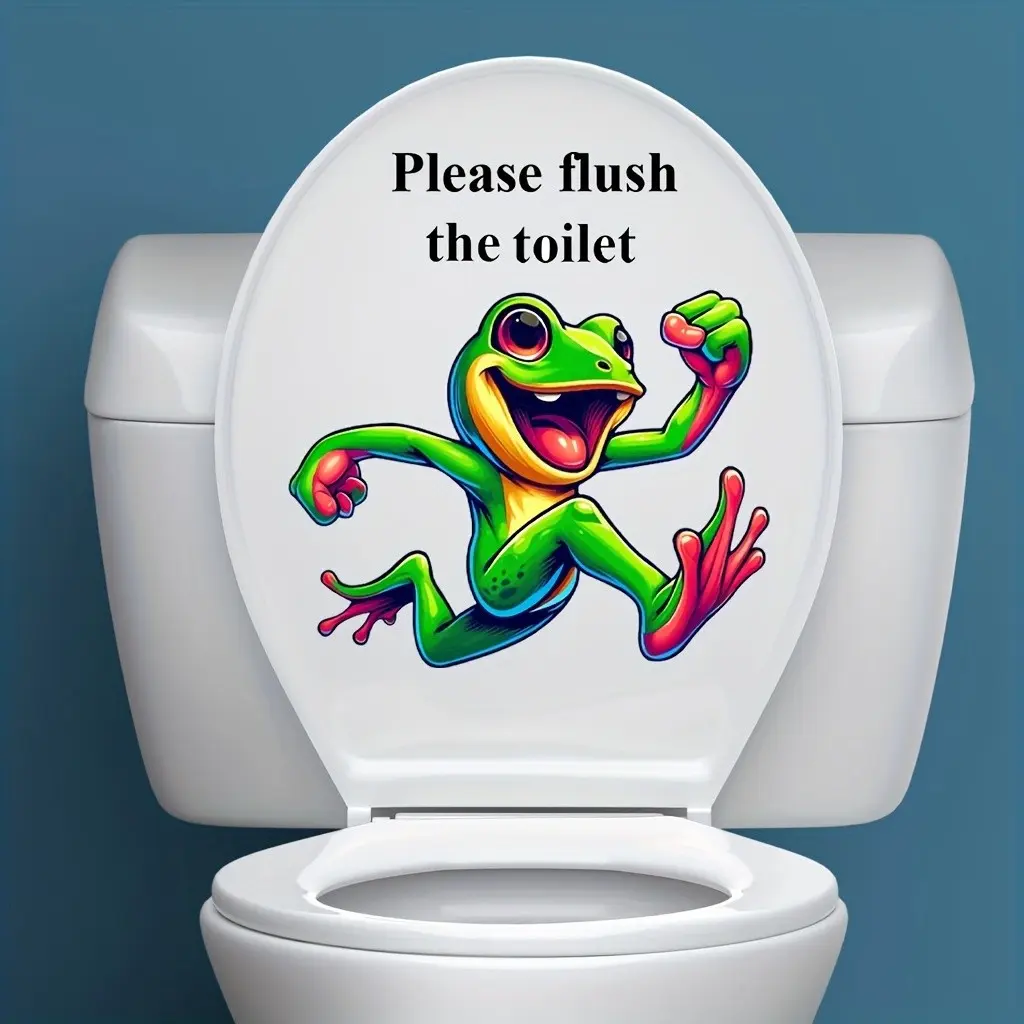 Vibrant Frog Toilet Sticker, Waterproof Removable Bathroom Decorative Sticker, Fun Toilet Decal for Kids & Adults, Easy to Apply & Remove