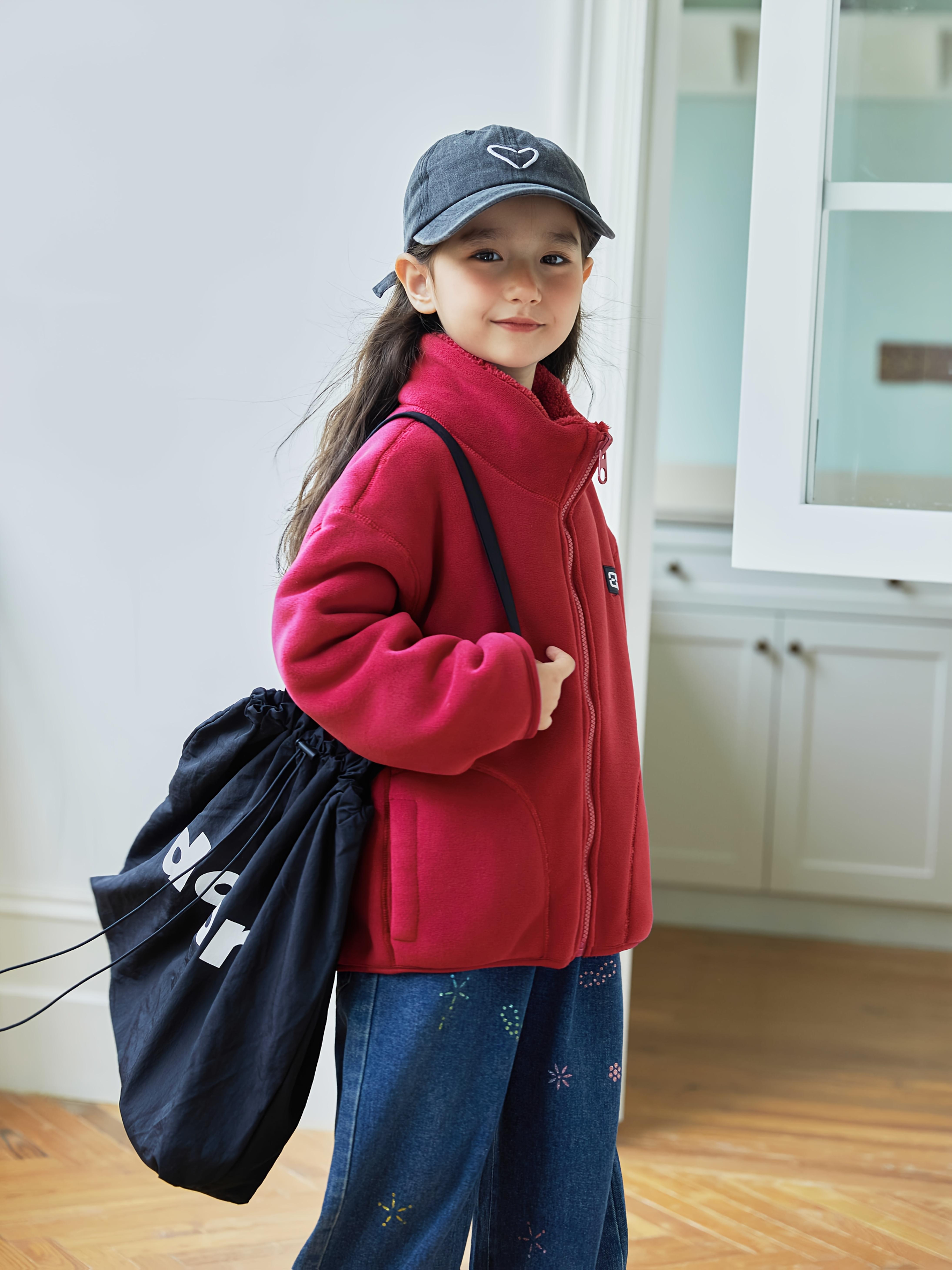 Girls' & Teens' Reversible Zip-Up Coat - Dual-Sided Winter Jacket, Full-Zip Front Closure, Stand Collar, Loose Fit Outerwear for School, Everyday & Formal Events - Easy-Care Polyester Lining, School Jacket, Stylish Pockets, Durable Construction, Fleece Li