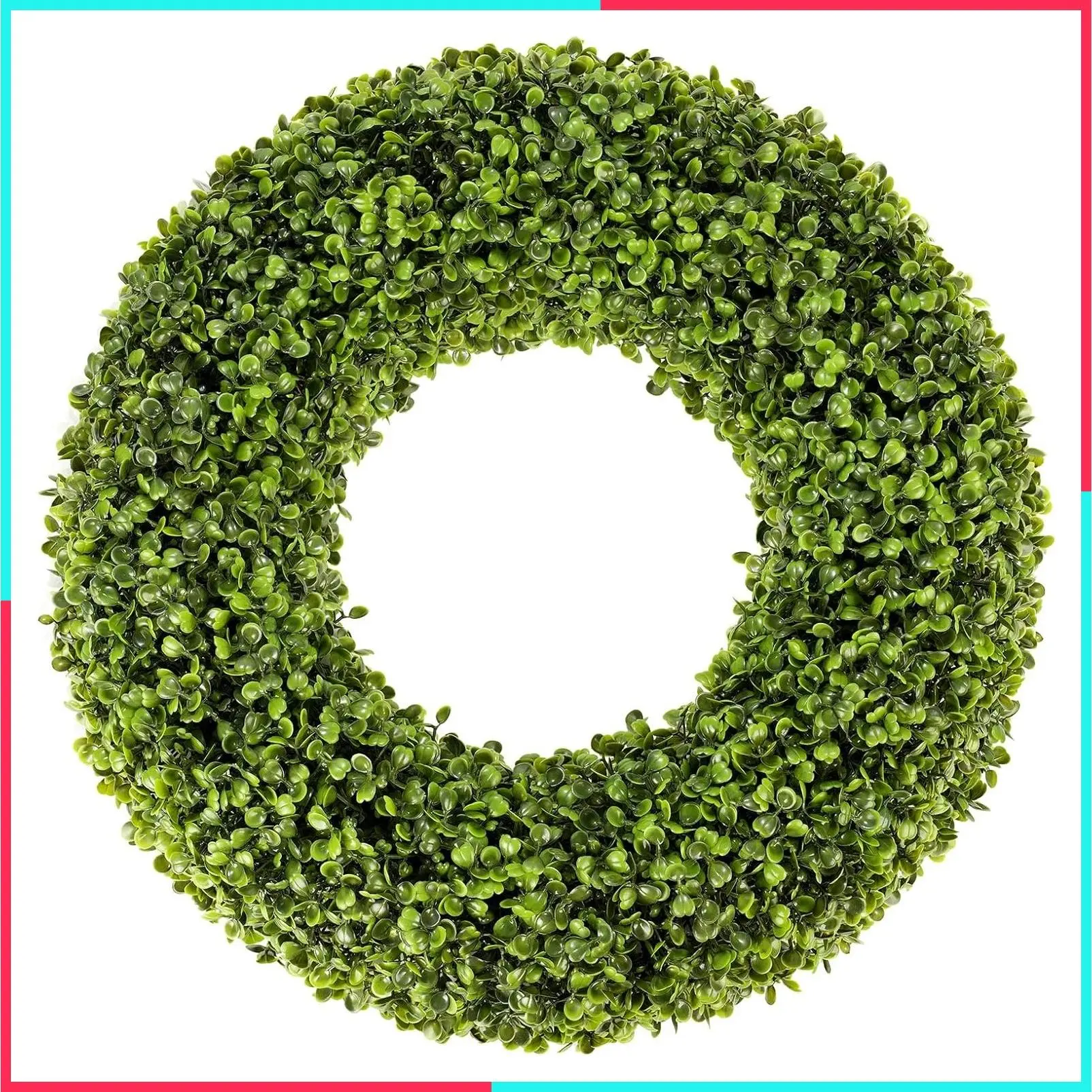 20 Inch Boxwood Wreath for Front Door - Round Green Greenery Wreath for Indoor/Outdoor Home Decor, Farmhouse All Year Round St Patrick's Day Decoration
