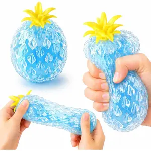 Pineapple Stress Ball, Pressure Release，Party GiftsToysSensory Stress Relief Toy Stretch Squeeze Ball Stress Anxiety Relief Fruit Squishies Sensory (Blue)
