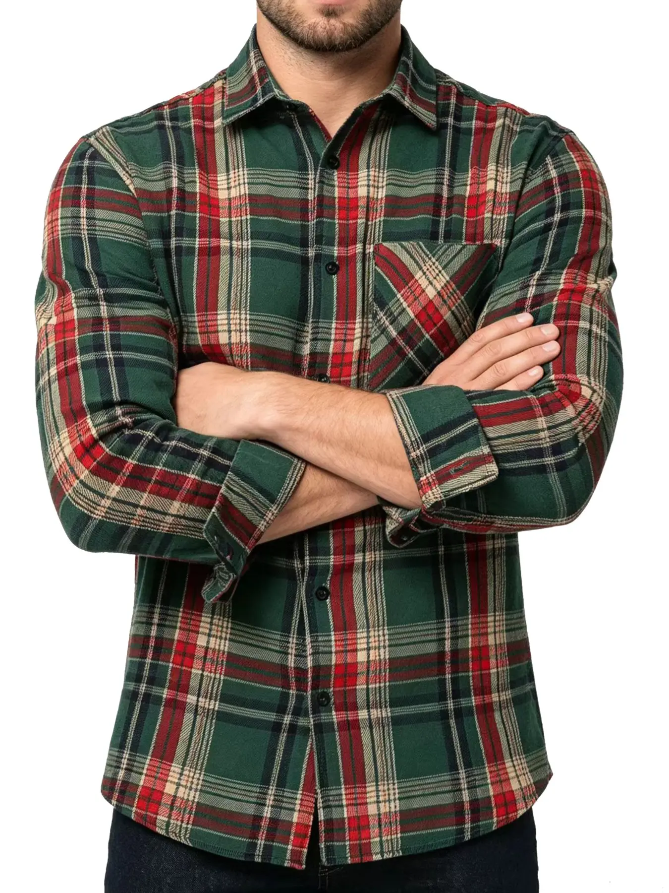 American Vintage Flannel Plaid Shirt, Daily Commute Casual Wear, Button Down Top, Comfortable and Stylish