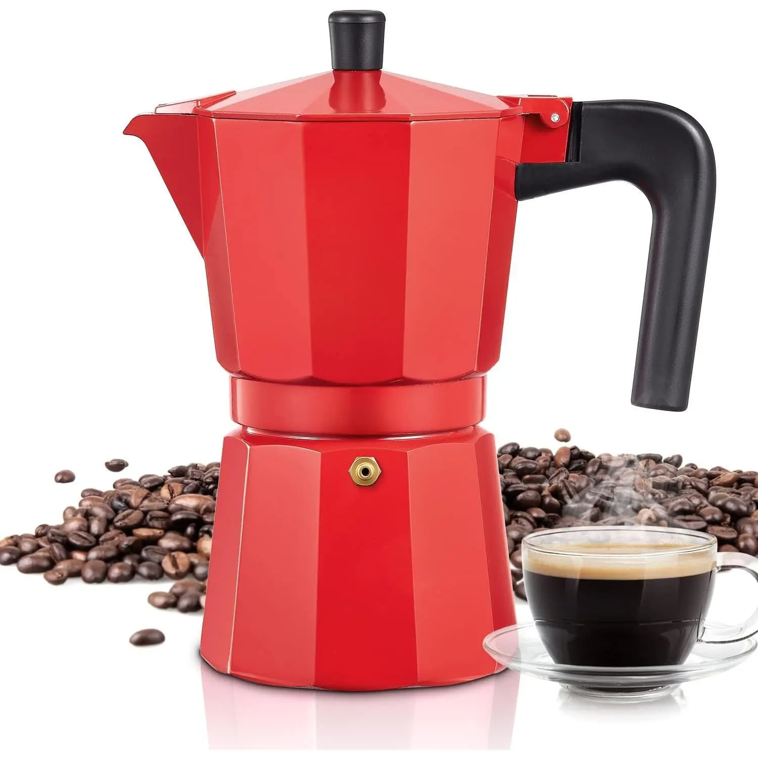 Stovetop Espresso Maker, 9 Cups Moka Coffee Pot Italian Espresso for Gas or Electric Ceramic Stovetop, Italian Coffee maker for Cappuccino or Latte
