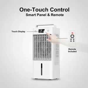3-in-1 Portable Evaporative Air Cooler, 10L Large Water Tank Swamp Cooler with 6 Speeds, 3 Modes, Capacitive & LED Display, 12H Timer, 4 Ice Packs and Rolling Casters, Windowless Cooling Fan for Home Bedroom Office